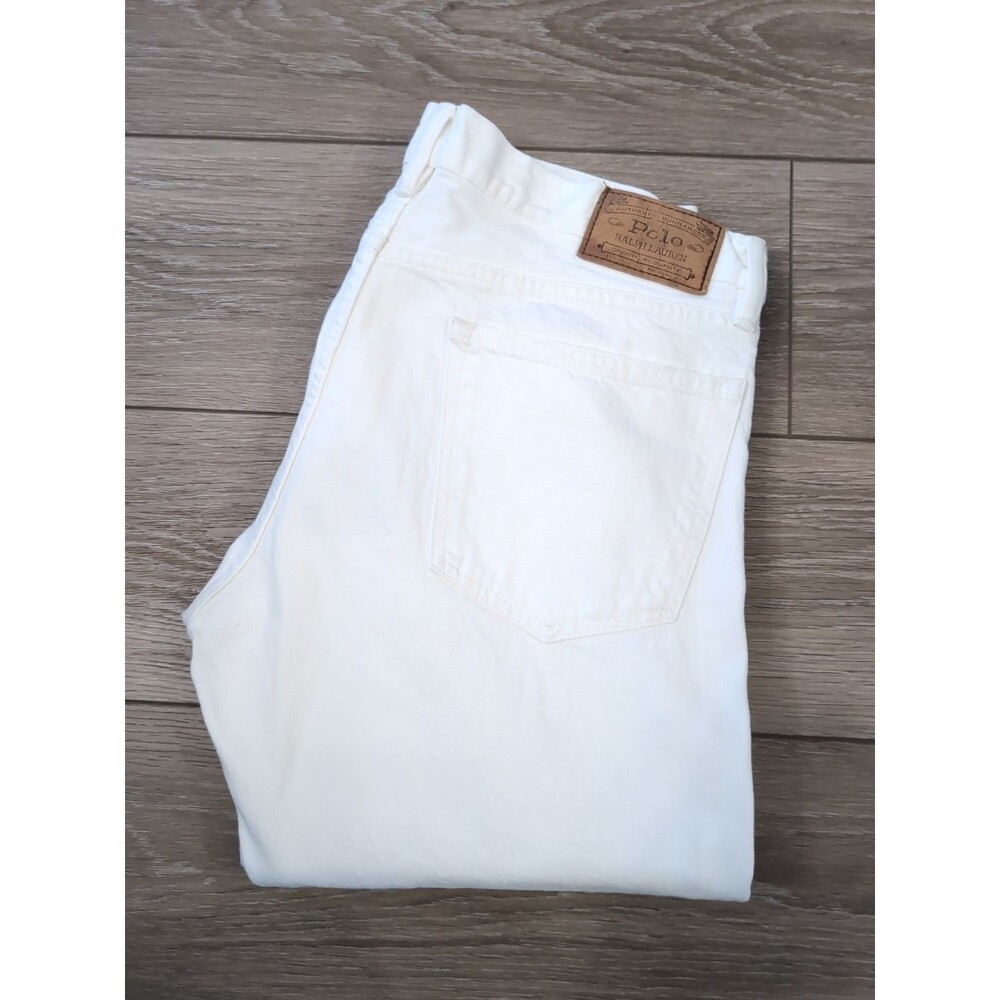 POLO RALPH LAUREN HAMPTON STRAIGHT MEN'S DENIM JEANS In HUDSON WHITE 33X32  EUC